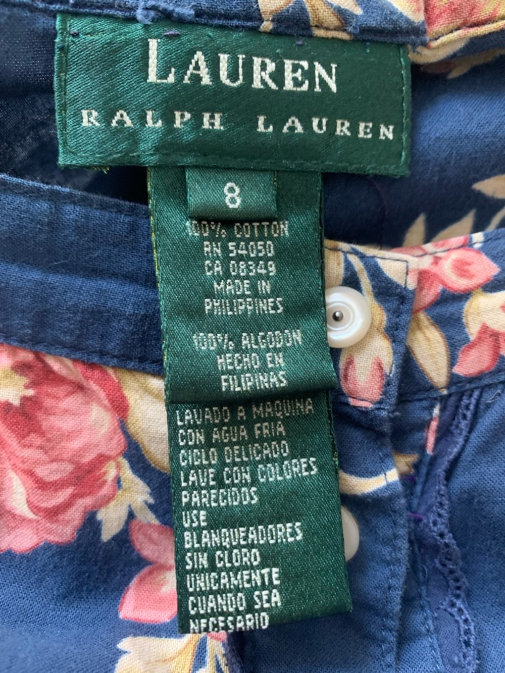 Ralph Lauren Navy Floral Maxi Skirt with Pink and Cream Blooms 100% Cotton - Picture 2 of 10